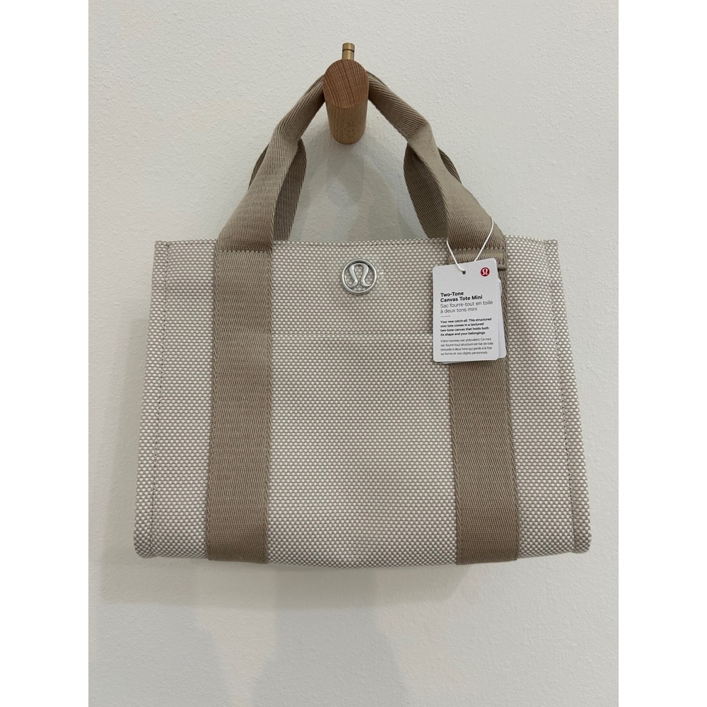 Lululemon Two-Tone Canvas Tote Mini Mojave 4.5L Tan Light Ivory NWT